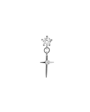 Luxenter Piercing met glanzende zirkonia, afgewerkt in 925 sterling zilver - Patraz