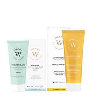 HUIDHYDRATATIE BOOST HYALURONZUUR GEL SERUM 30ml + ZONBESCHERMING SPF 30 DAGCRÈME 50ml