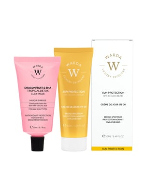 DRAGONFRUIT & BHA TROPISCHE DETOX KLEIMASKER + ZONBESCHERMING SPF 30 DAGCREME 50ml