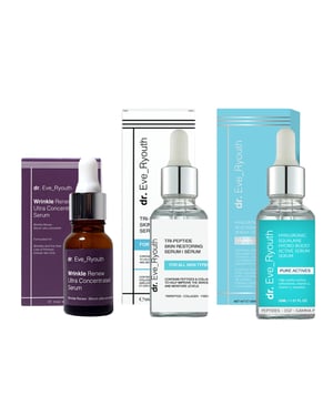 Hyaluronzuur Squalane serum 30ml + Tri Peptide Huidherstellend Serum 30ml + Rimpel Vernieuw Ultra Geconcentreerd Serum 15ml