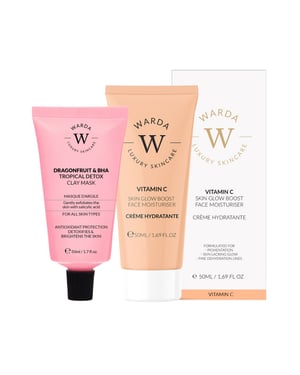 HUID GLOED BOOST VITAMINE C MOISTURISER 50ml + DRAGONFRUIT & BHA TROPISCHE DETOX KLEIMASKER 50ml