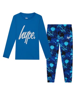 Blauwe Graffiti Jongens Pyjama Set Kinderen Zachte Slaapkleding Lounge PJs