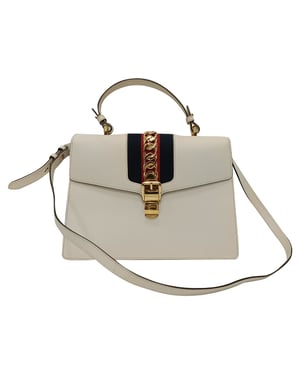 Gucci Medium Sylvie handtas met handvat in wit leer