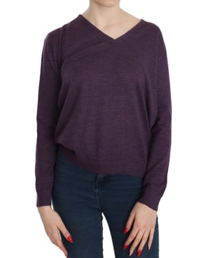 BYBLOS Paarse V-hals Lange Mouw Pullover Top