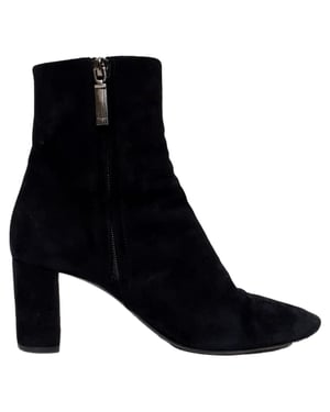Saint Laurent Loulou enkellaarsjes met rits in zwart suède