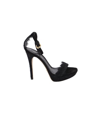 Burberry Polesden 120 Platform Sandalen met Kant in Zwarte Suède