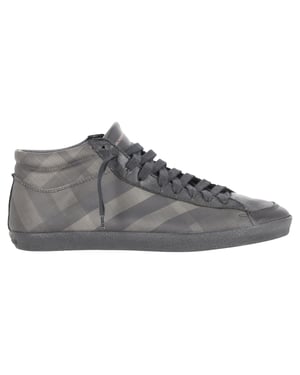 Burberry sneakers met ruitprint in grijs gecoat canvas