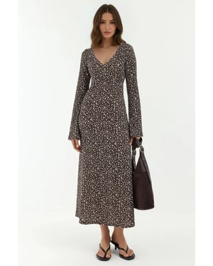 Elegante Bloemenprint V-hals Bodycon Maxidress