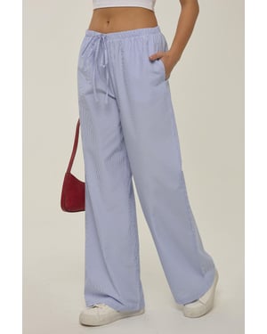 Elastische Taille Gestreepte Katoenen Loungebroek
