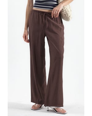 Dames Wijd-Pijpen Geweven Broek
