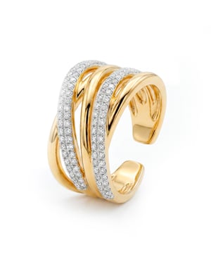 Luxenter Ring in Brilliant Metal en Zirconia Alloy afgewerkt in 18 karaat geel goud - Ximara
