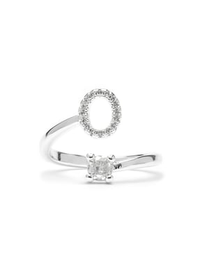 Luxenter Ring met glanzende zirkonia, zilveren afwerking - Alphabet
