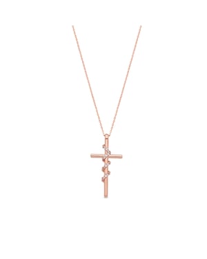 Luxenter ketting in briljant metaal en zirkonia legering afgewerkt in 18 karaat roségoud - Cruz