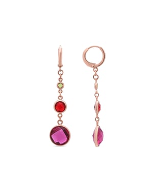 Luxenter oorbellen in metaallegering en multicolor zirkonia, afgewerkt in 18 karaat roségoud - Huis