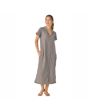 Dames Zomer Lange Korte Mouwen Nachthemd JJB39
