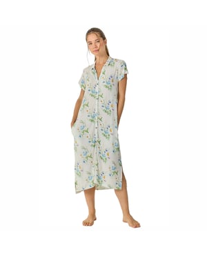 Dames Zomerse Lange Korte Mouwen Nachthemd JJB40