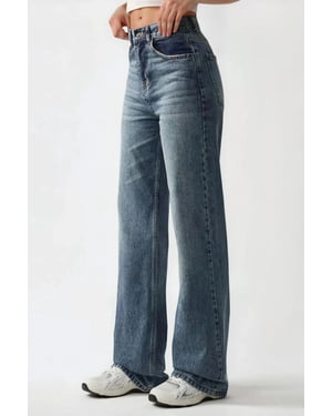 Hoge Taille Rechtafstaande Denim Jeans