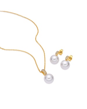 Metal Alloy en White Pearl sets afgewerkt in 18 karaats geelgoud - Zurglad
