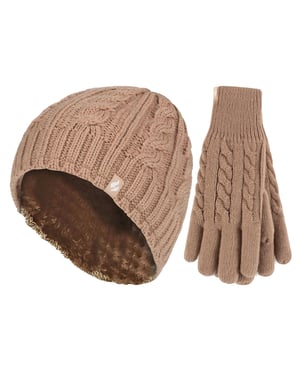 Dames Fleece Gevoerde Thermische Muts & Handschoenen Set voor de Winter