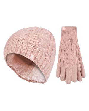 Dames Fleece Gevoerde Thermo Muts & Handschoenen Set voor Winter
