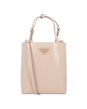 Prada Triangle Logo leren handtas voor dames in beige