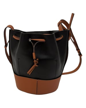 Loewe Small Balloon Bucket Bag in zwart en bruin leer