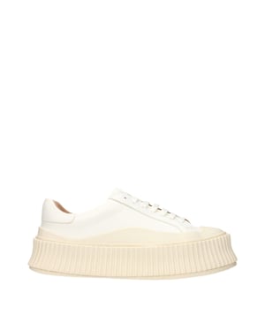 Jil Sander Witte Leren Platform Sneakers