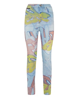 Super Hoge Taille Jegging Bombing Graffiti