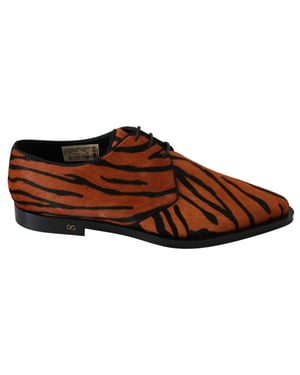 Dolce & Gabbana Oranje Ponyhaar Formele Dress Broque Schoenen