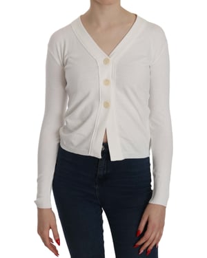 BYBLOS Witte V-hals Lange Mouwen Korte Cardigan Tops Trui