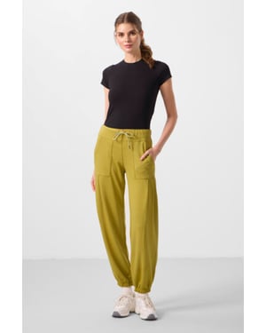 Mid Waist Crepe Relaxed Broek met Zak