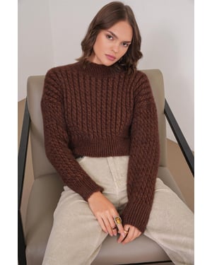 Cable Knit Patroon Crop Trui