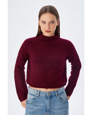Dames Gecropte Textured Breiseltrui