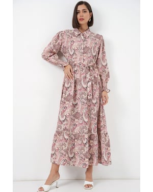 Paisley Riem Midi Hemdjurk