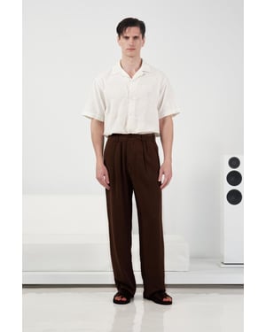 Hoge Taille Wijde Pantalon met Plissee