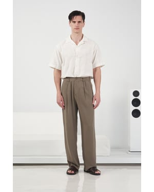 Hoge Taille Wijde Pantalon van Crepe met Plissé
