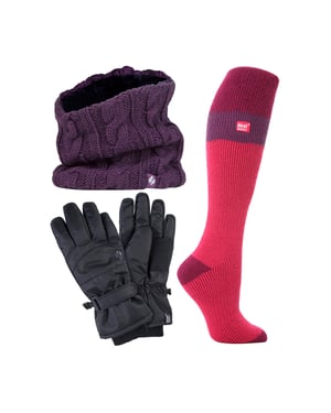 Dames Ski Set Nekwarmer Handschoenen & Thermische Ski Sokken Winterkleding