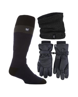 Heren Ski Set Nekwarmer Handschoenen & Thermische Ski Sokken Wintersportoutfit