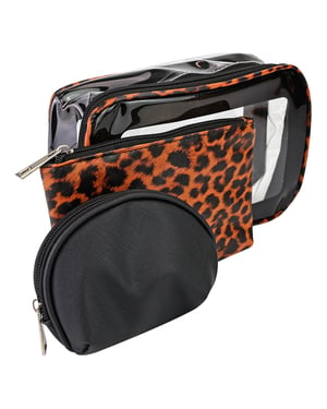 3-delige Dames Cosmeticazak Set Leopardenprint Makeup Toilettas Reiskoffers