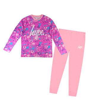 Meisjes 100% Katoenen Scribble Roze Pyjama Set Lange Mouwen Nachtkleding