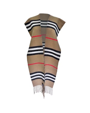 Burberry Icon Stripe Patroon Sjaal in Beige Merino Wol