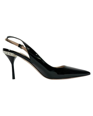 Miu Miu Versierde Slingback Pumps in Zwart Patentleer