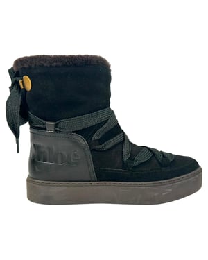 See by Chloé Charlee Shear-Lined Sneeuwschoenen in Zwart Suède