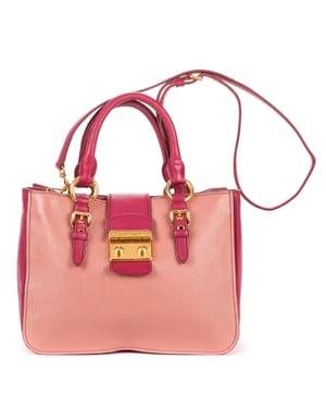 Two color Pushlock Tote   schoudertas