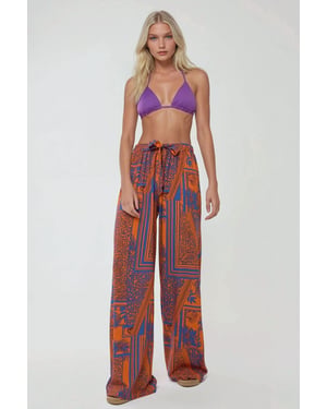 Geprinte Wijde Pantalon met Touwtjes