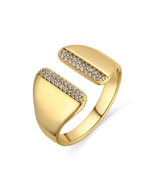 Luxenter Ring met schitterende zirkonia, 18-karaats goud afgewerkt - Niando