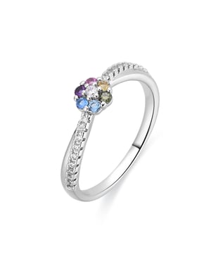 Luxenter ring in metaallegering en meerkleurige zirkonia rhodiumafwerking - Zetrana