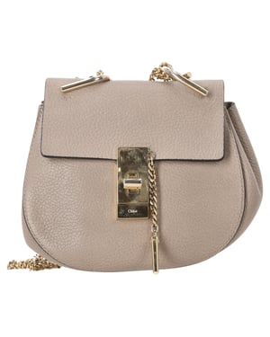 Chloé Pebbled Small Drew tas in beige leer
