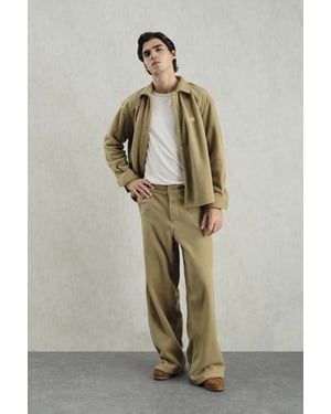 Gestructureerde Brede Pantalon met Knopsluiting