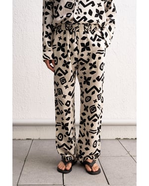 Etnische Print Relaxed Fit Wijde Broek